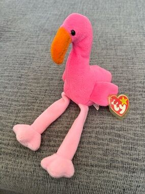 Pinky the Flamingo Beanie Baby by Ty with Tag Protector